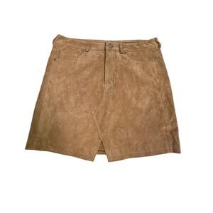 Blank NYC Size 27 100% Leather Shell Skirt Mini Tan Lined